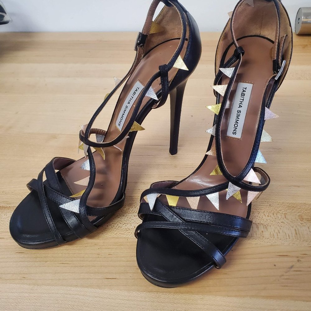 Designer Tabitha Simmons Heeled Evening Sandals, 6.5-7